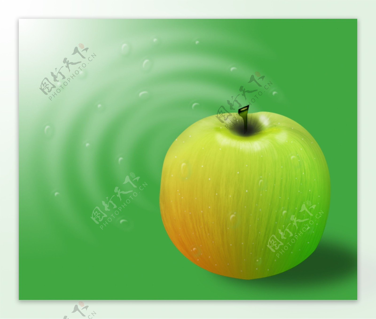 高清水珠青苹果新鲜水果原创PSD源文件