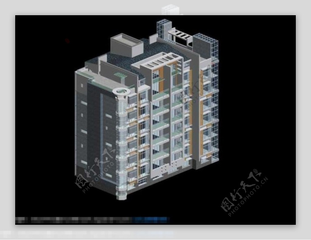 现代城市化阁楼式小区多层住宅3D建筑