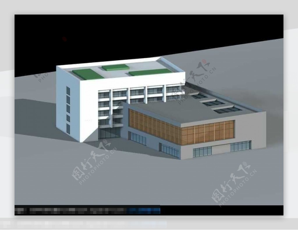 现代积木式大厦建筑群3D建筑模型