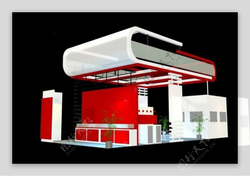 创意红色系列商业展厅设计模型