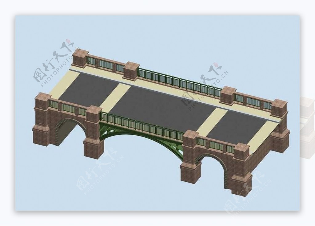 美观大方拱形桥梁3D模型