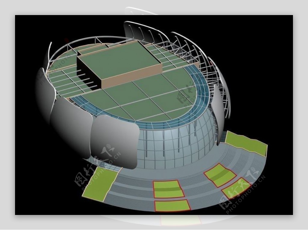 圆型现代化体育馆设计模型