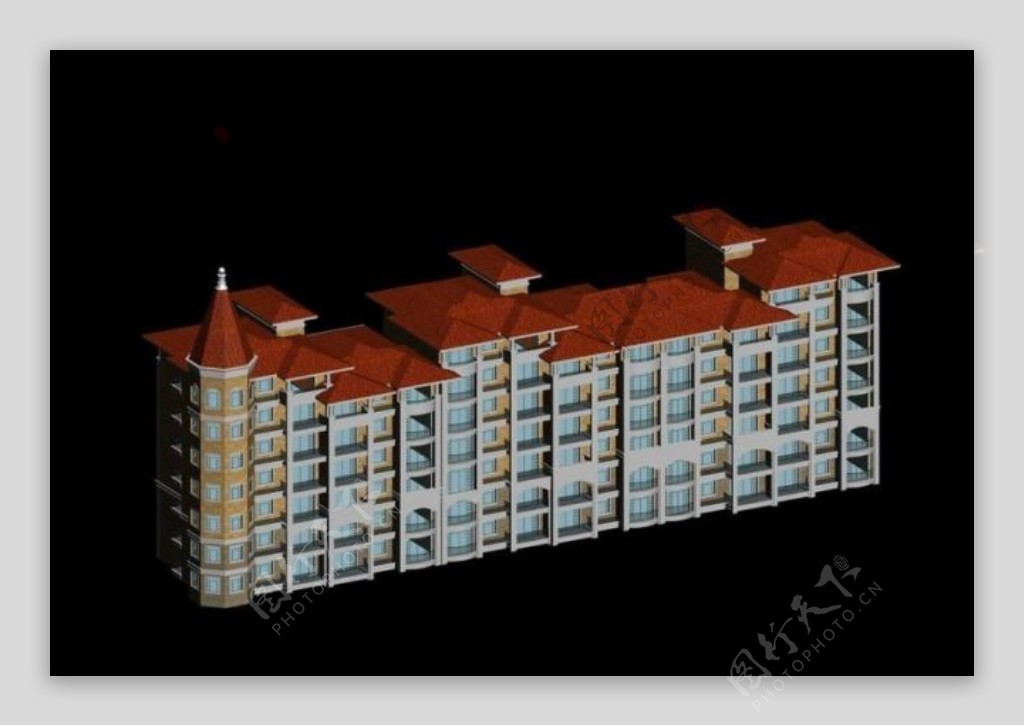 现代多层住宅区建筑群3D模型设计