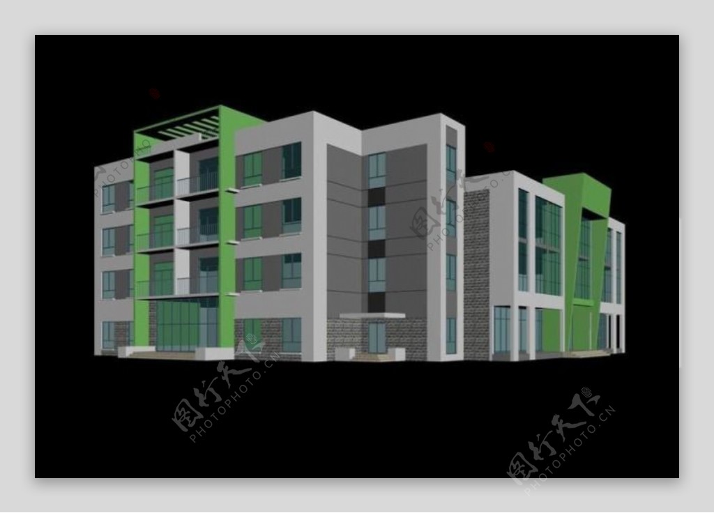 绿色小区住宅建筑3d效果图