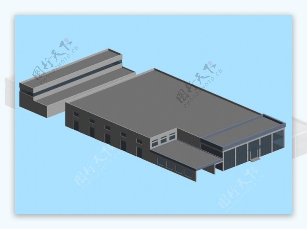 灰色简模建筑3D模型