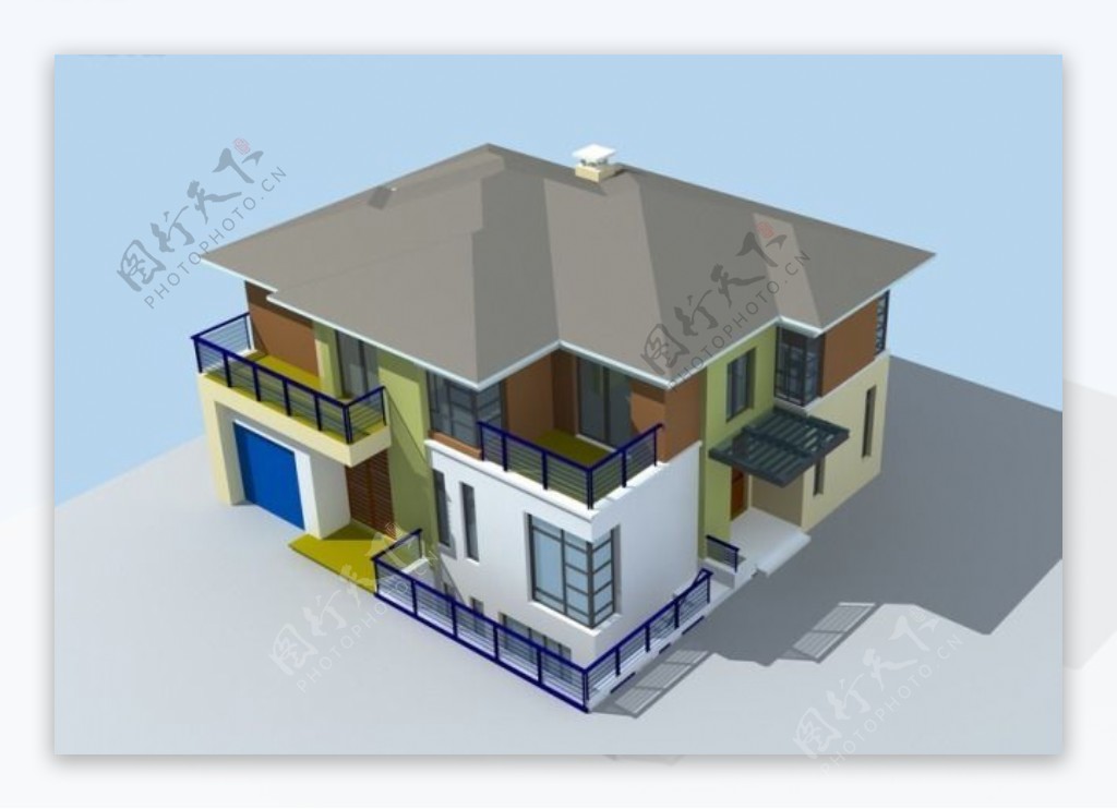 现代豪华独栋多层别墅3D模型