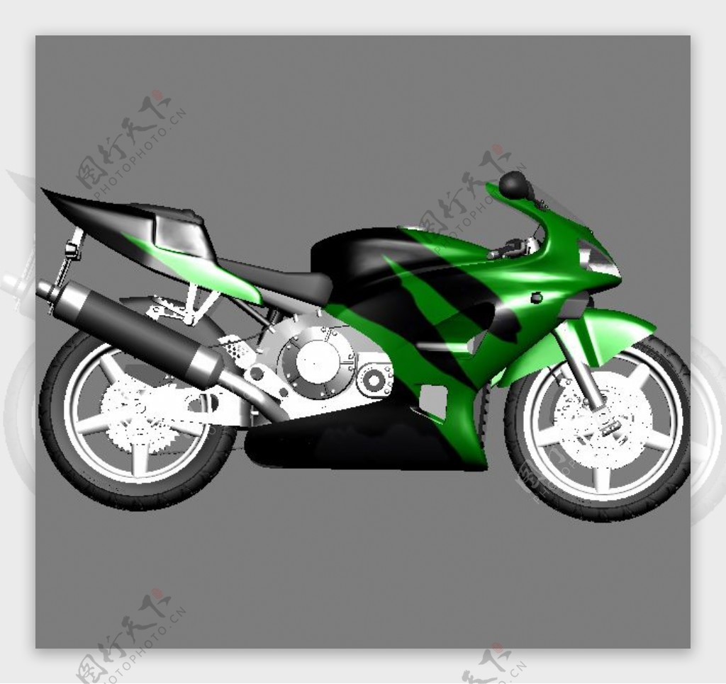 绿色越野摩托