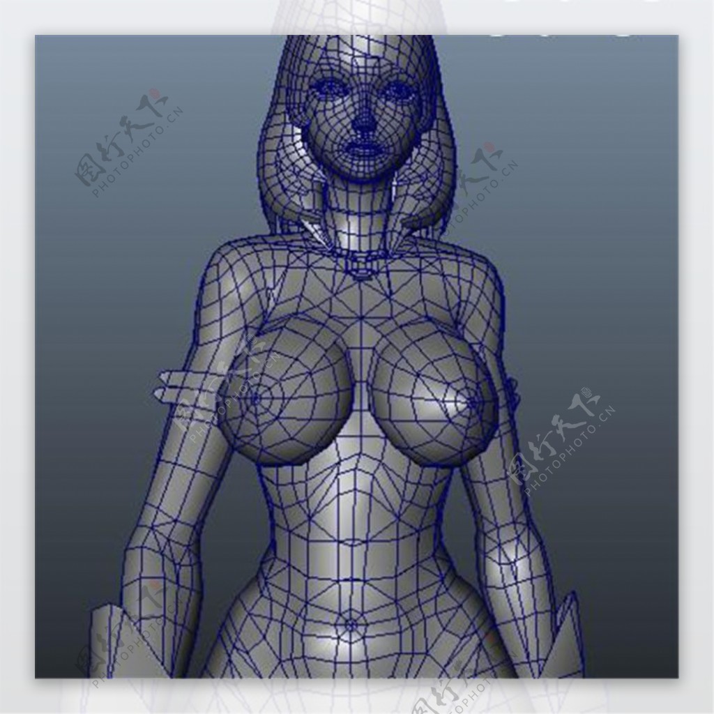 3D线条女战士游戏模型