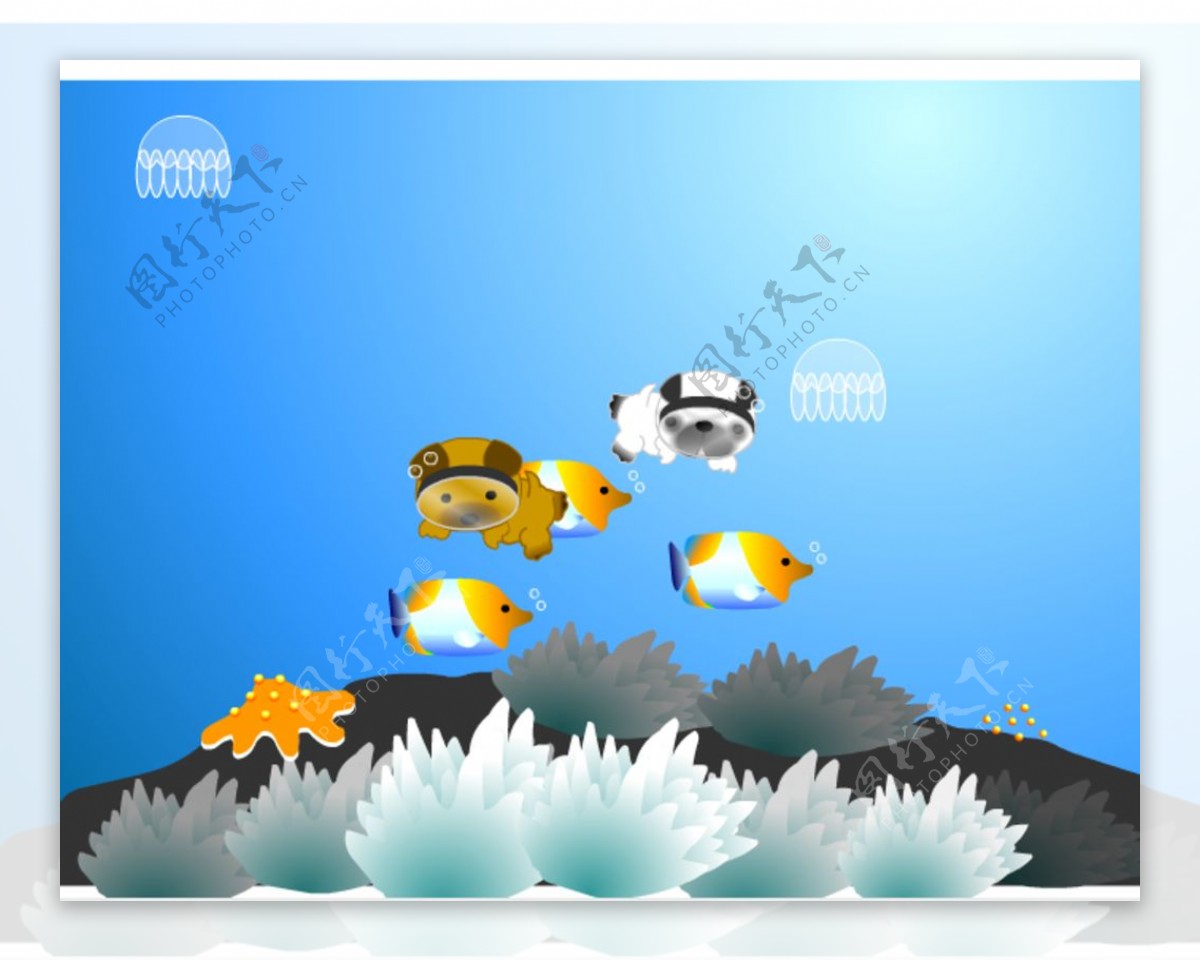 深海潜水的动物flash动画