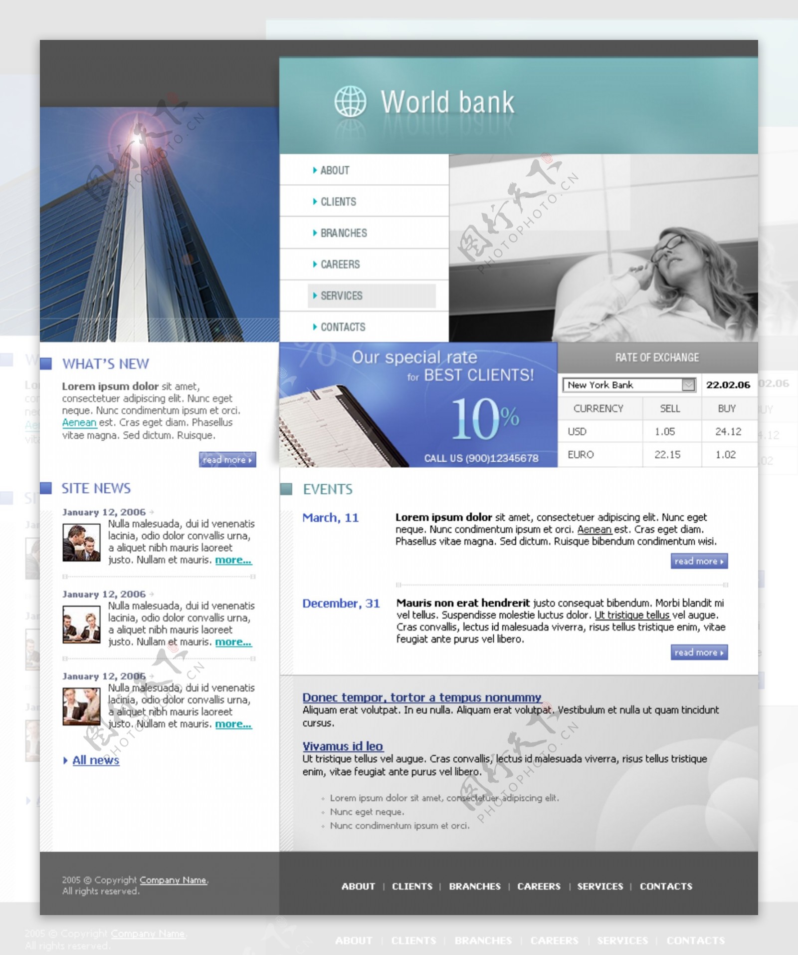 国际银行金融信息网页模板