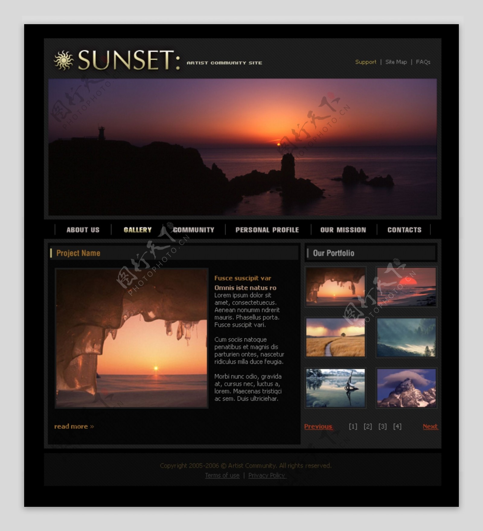 夕阳艺术团队作品网页模板