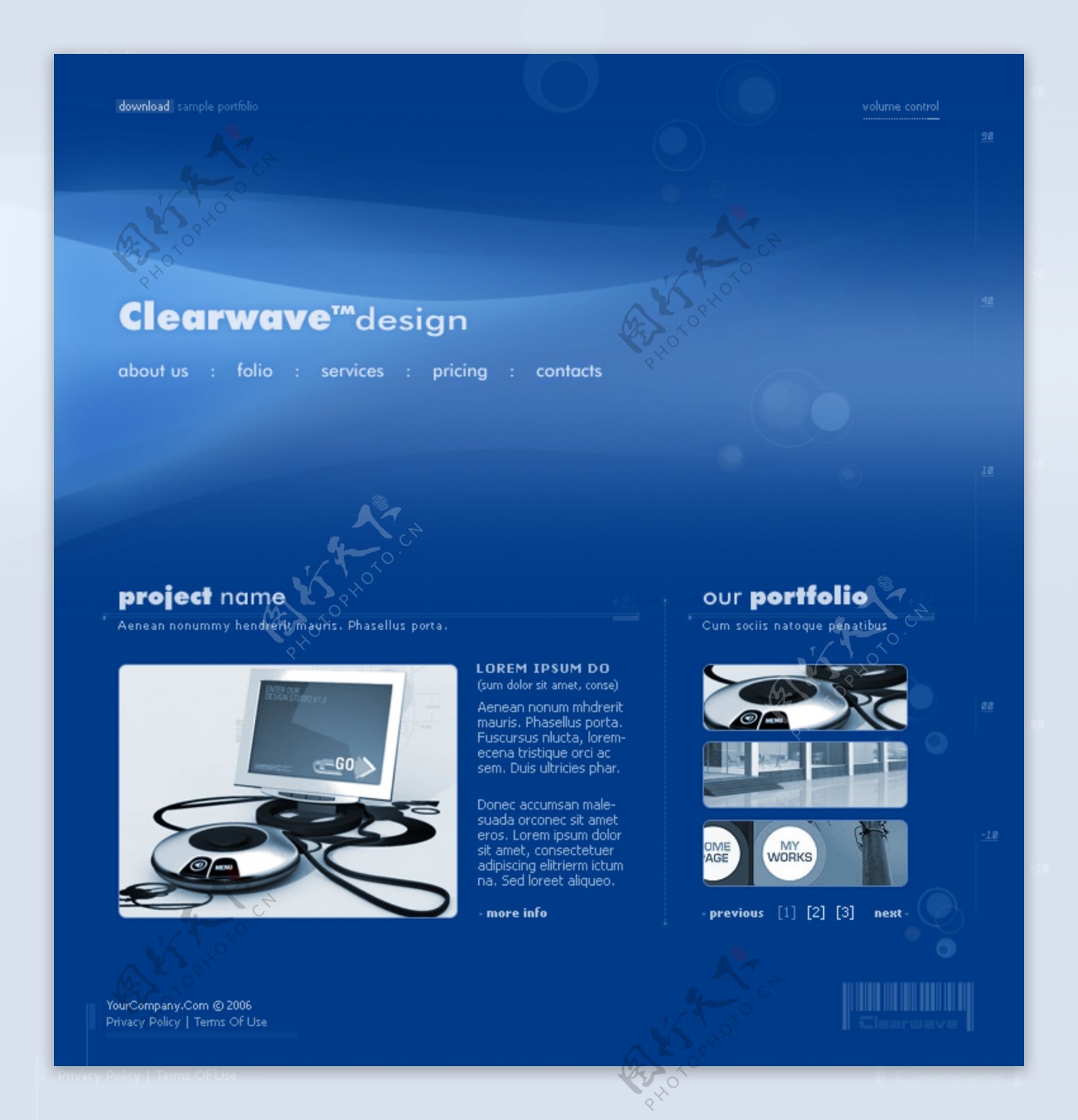 蓝色设计公司网页模板