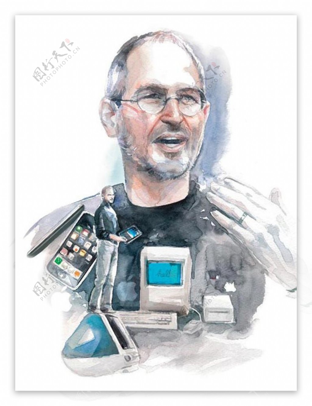 位图人物苹果创始人史蒂夫乔布斯艺术效果免费素材