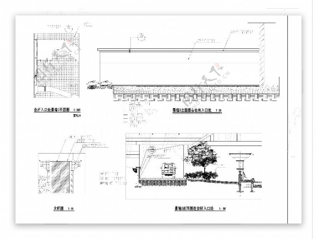 会所入口cad图纸