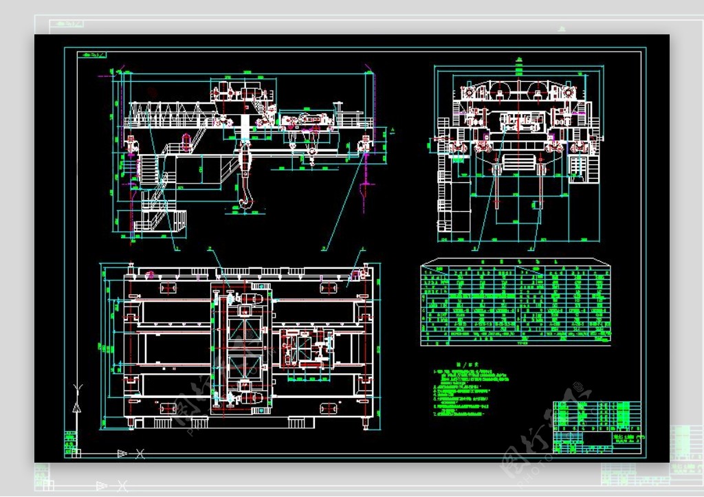 铸造桥式起重机CAD图纸