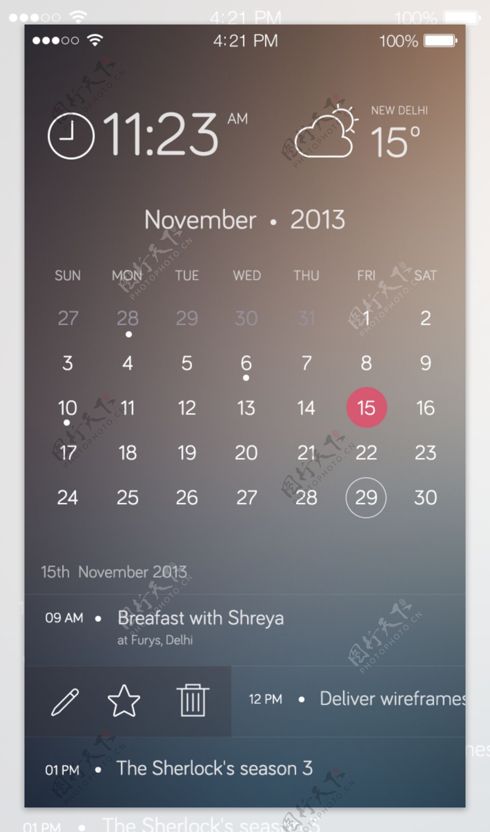 iPhone系列日历组件UI