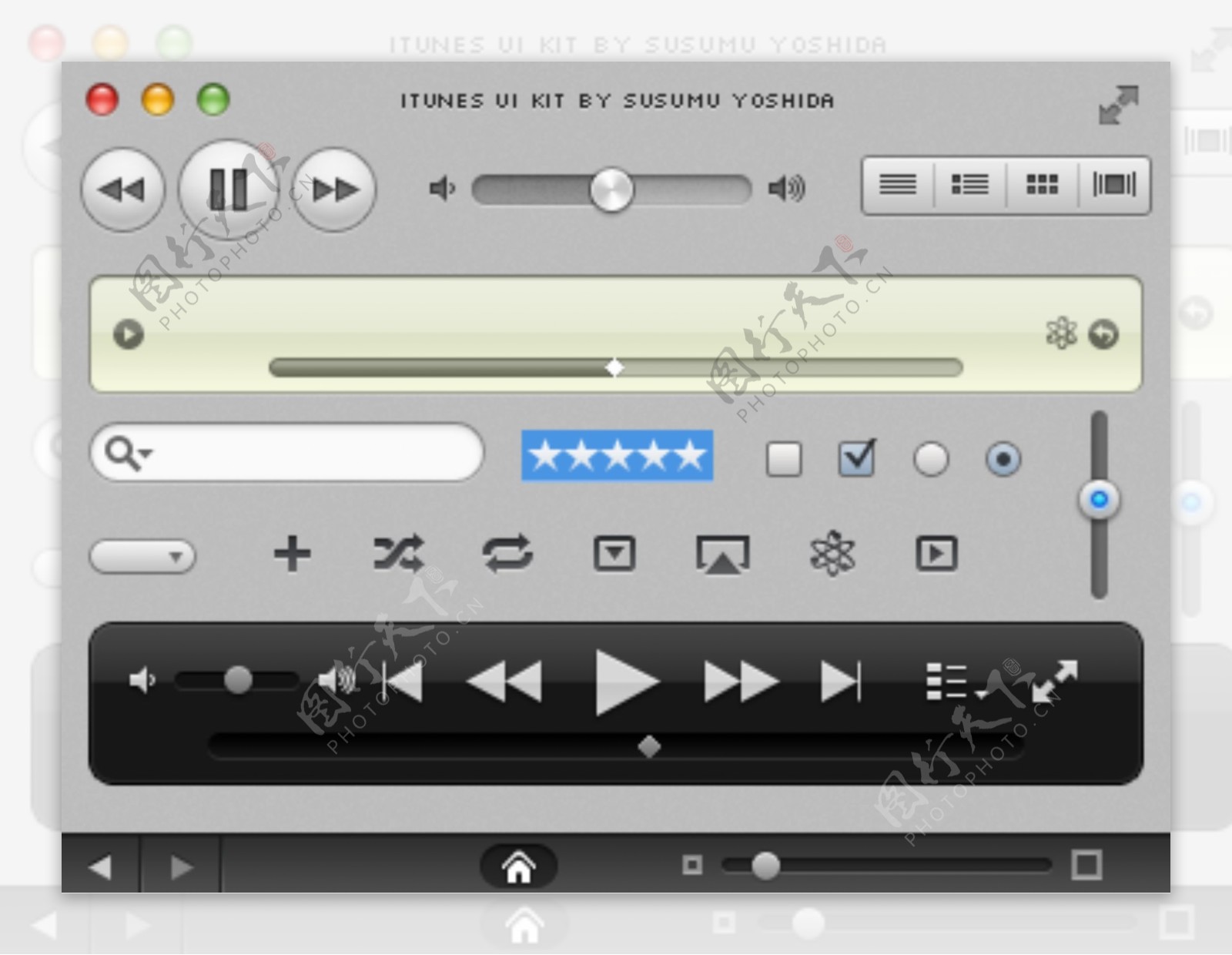 iTunes界面设计元素PSD素材
