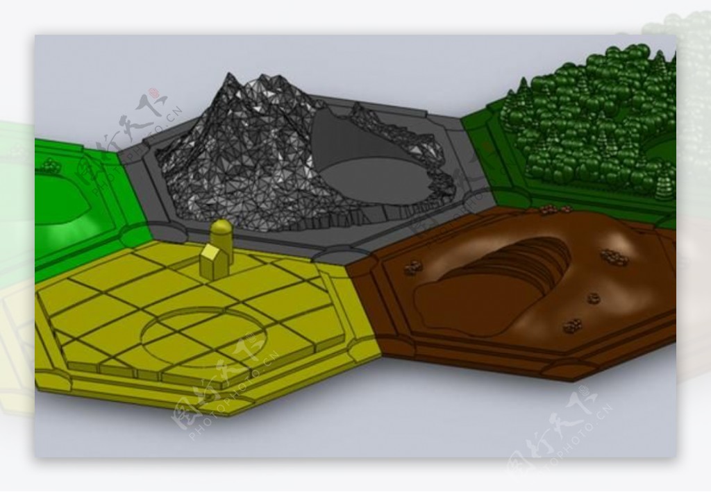 3D卡坦岛地形块