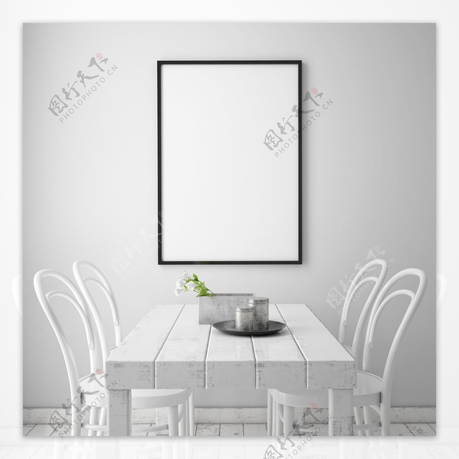 白色餐桌椅子图片