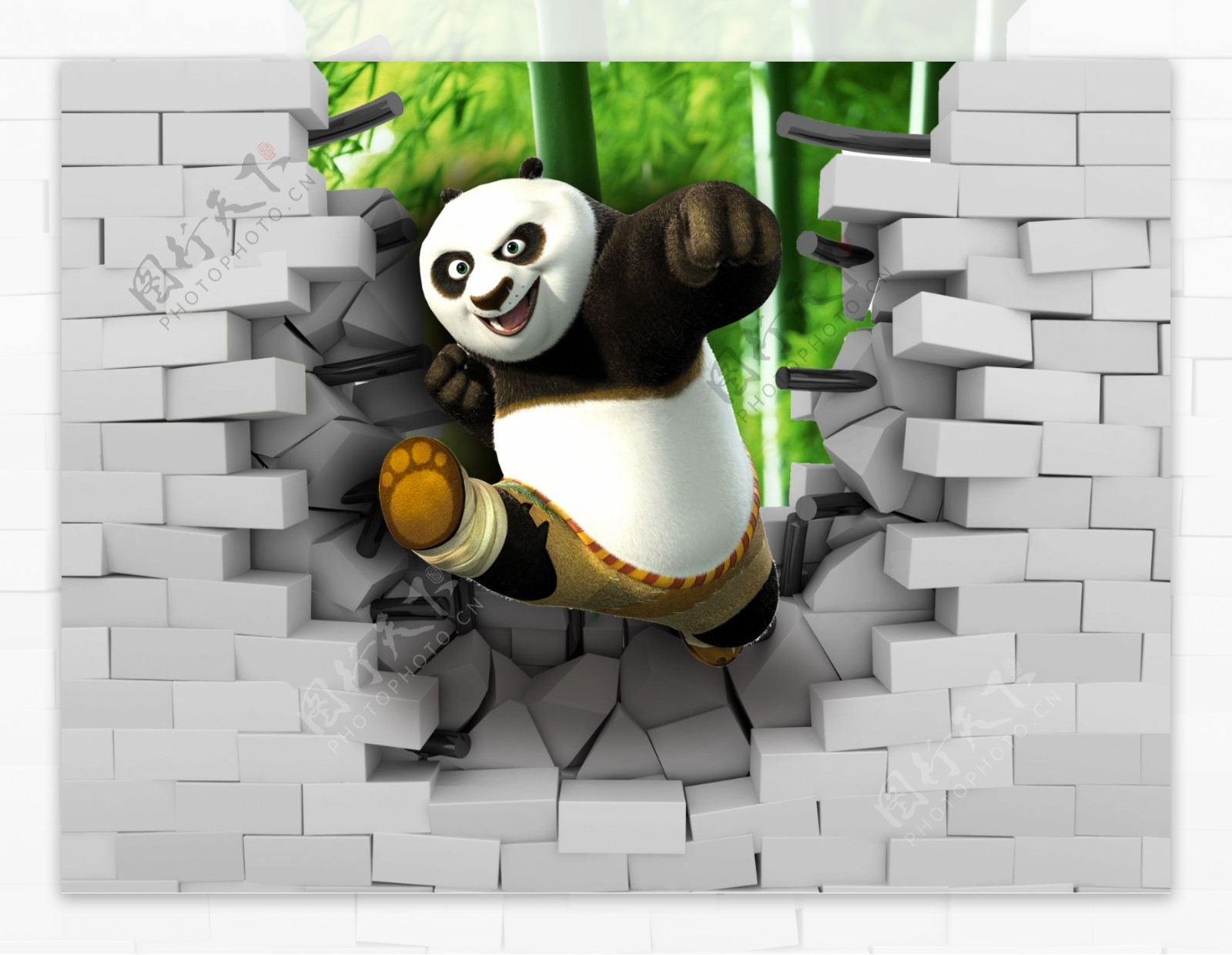 壁纸壁画3d功夫熊猫背景墙图片