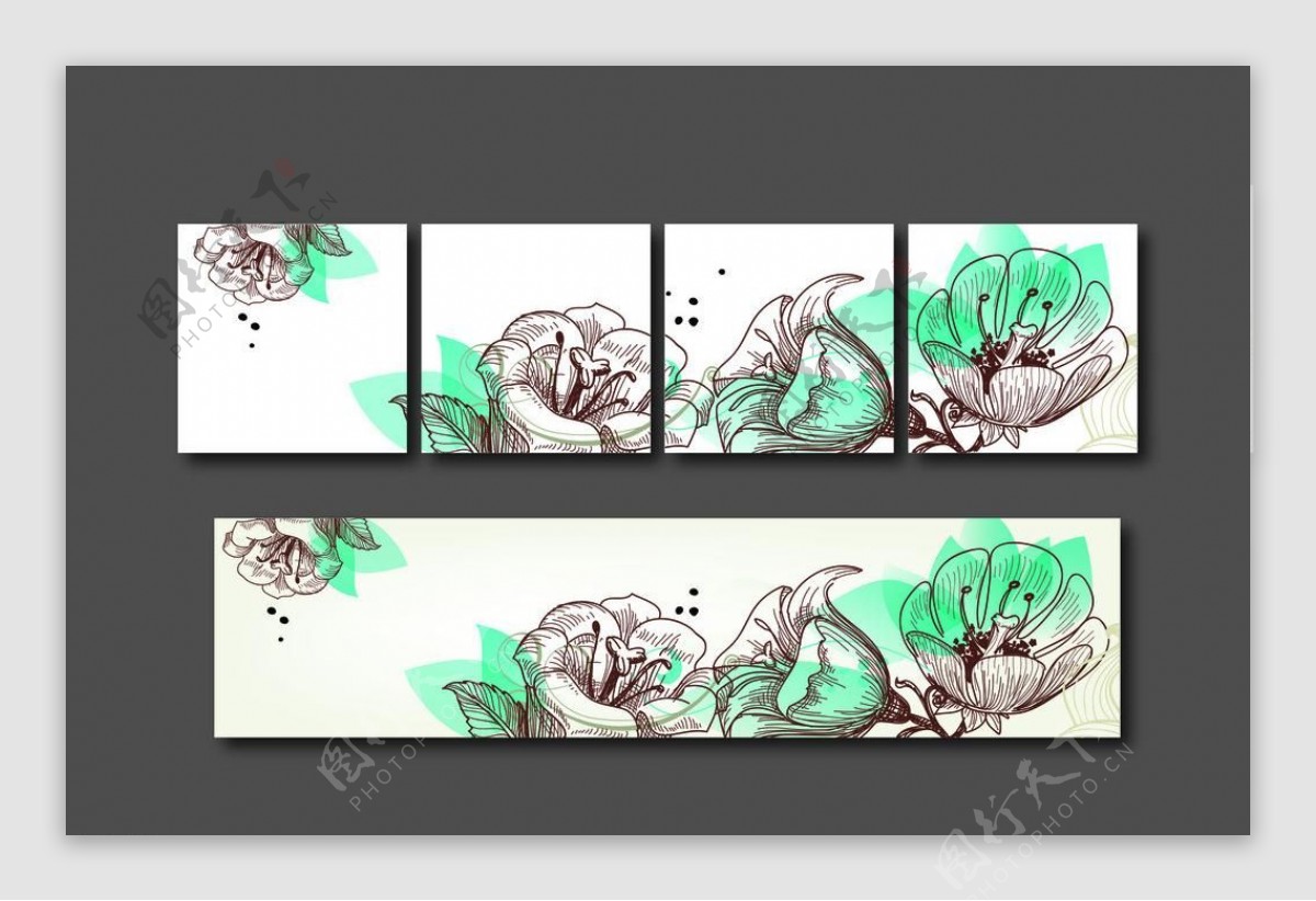 背景墙装饰画花卉图片