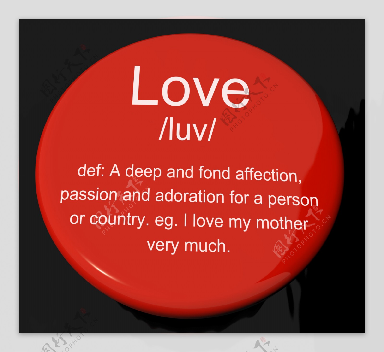 爱情的定义按钮显示爱的情人和感情