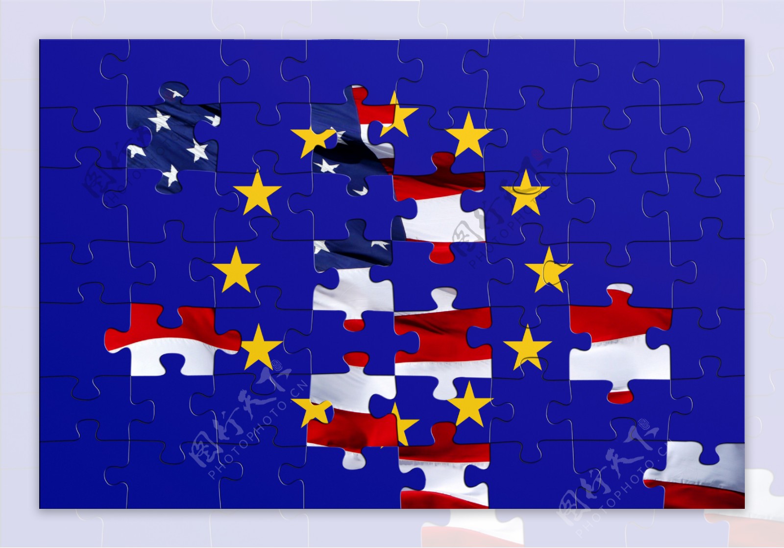欧盟和美国国旗