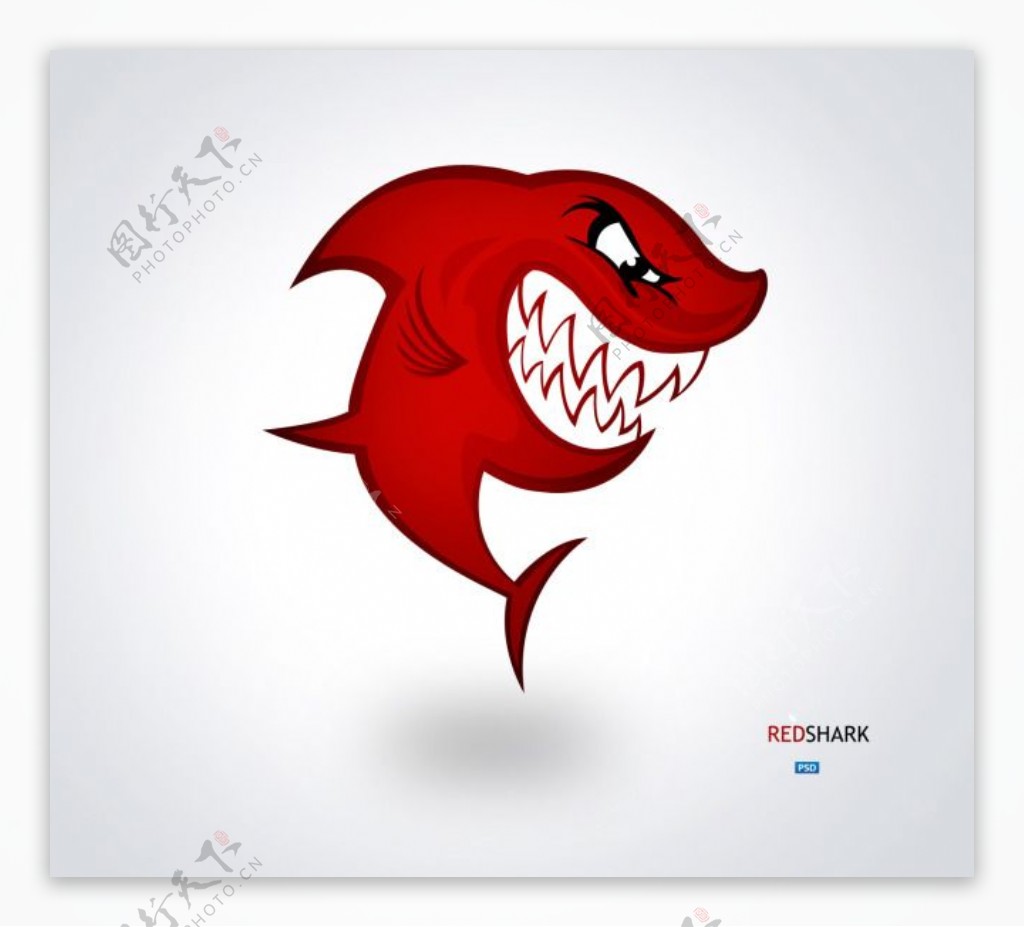 卡通红色大鲨鱼图片素材