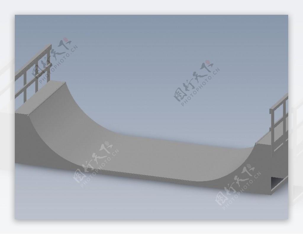 金属架构的滑板U型赛道3D模型