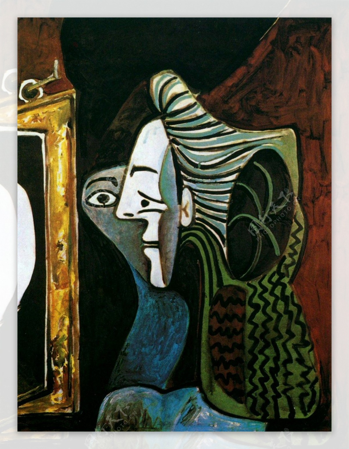 1963Femmeaumiroir西班牙画家巴勃罗毕加索抽象油画人物人体油画装饰画
