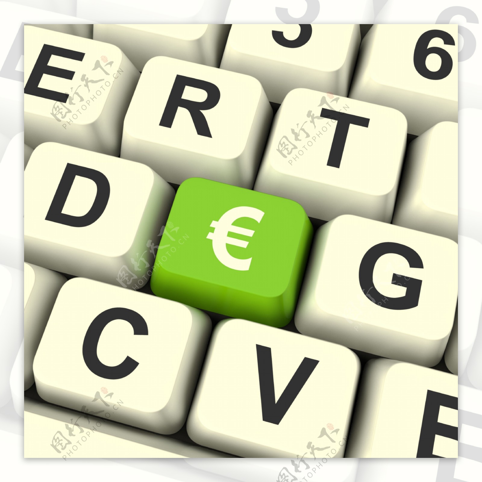 欧元符号电脑钥匙显示钱和投资