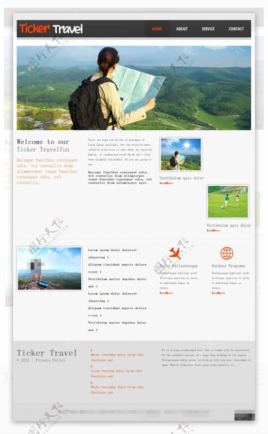 简洁旅行信息网页模板