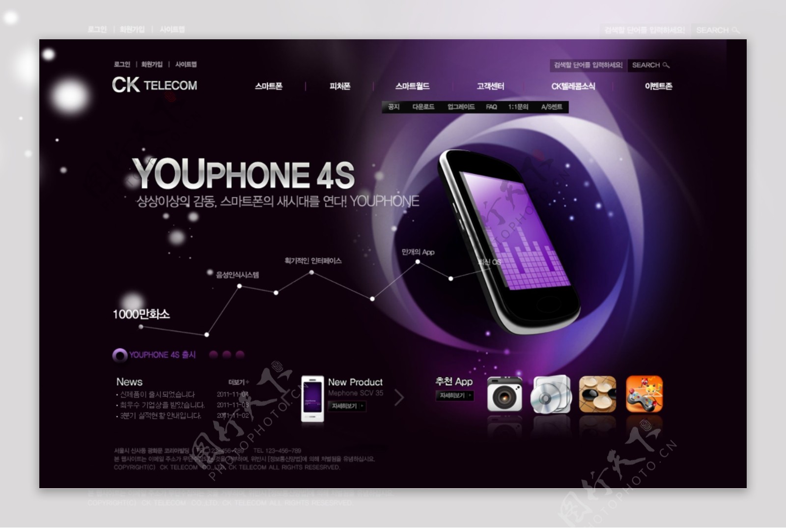 4S手机宣传网页psd模板