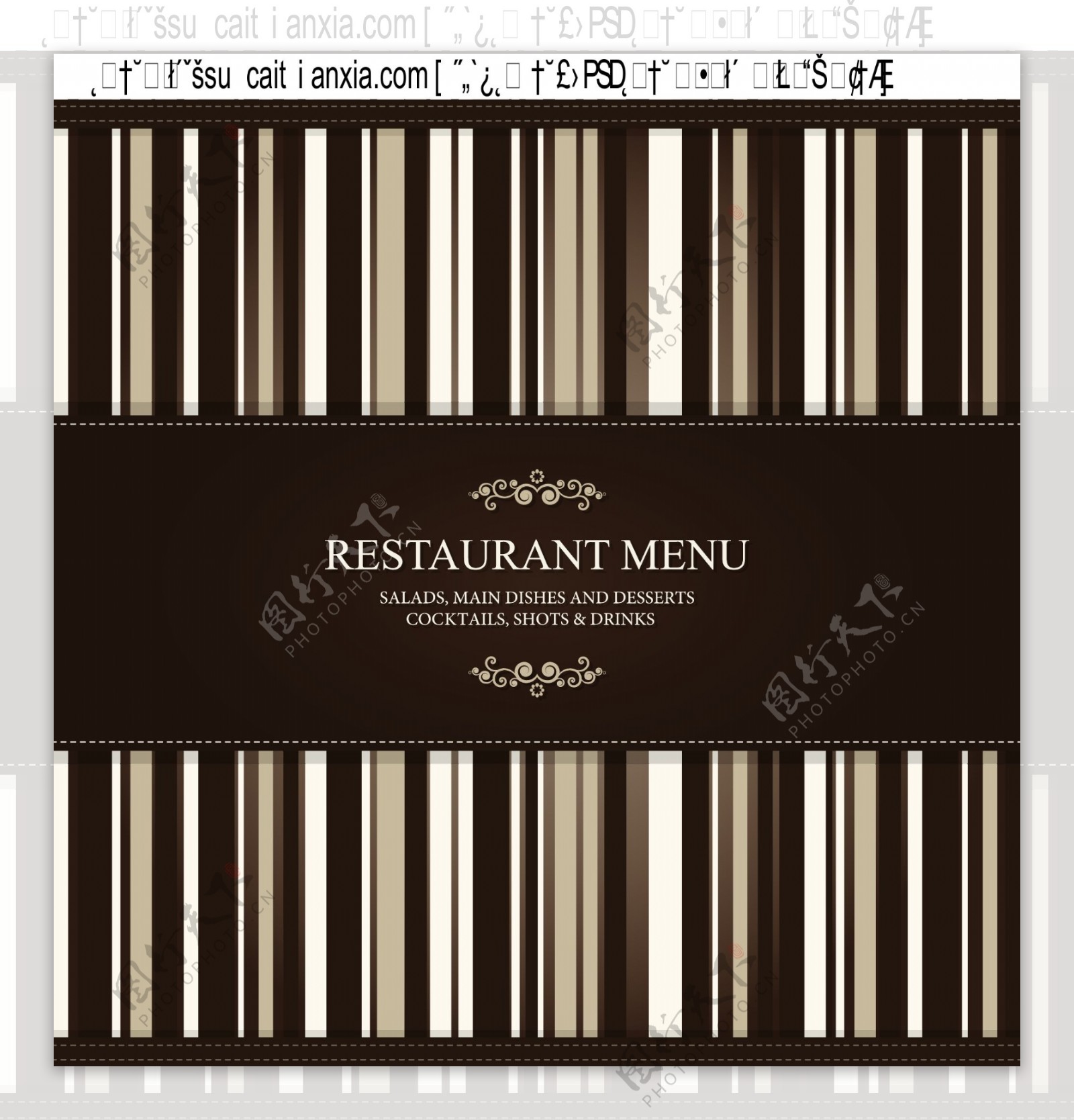 西餐厅菜谱封面模板矢量素材