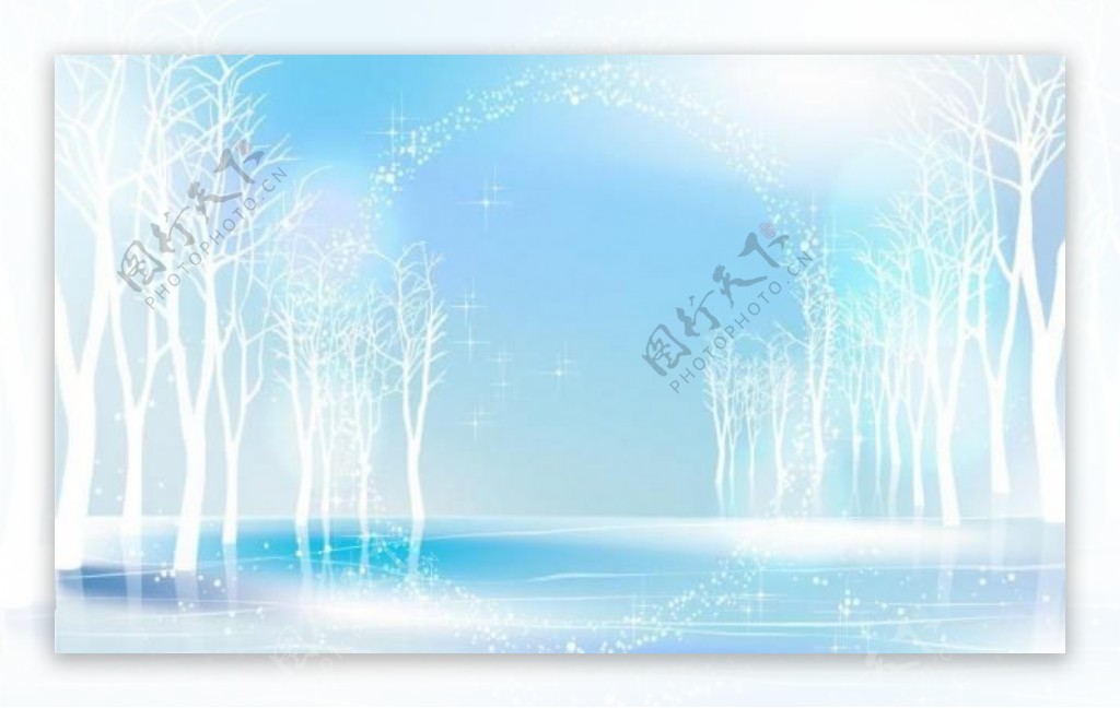 蓝色冬季风景图片