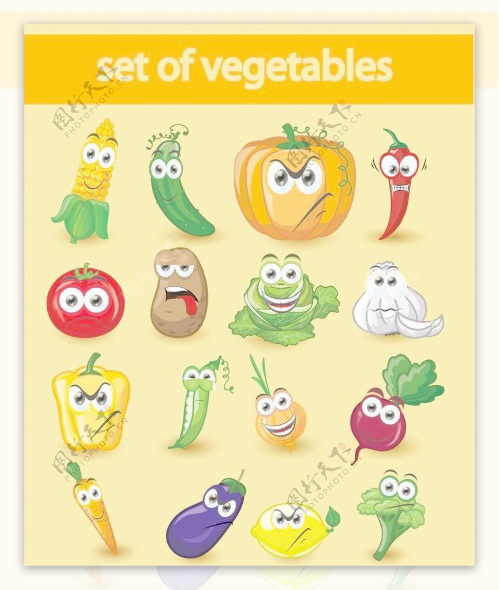 蔬菜水果卡通形象素材免费下载 - 觅知网