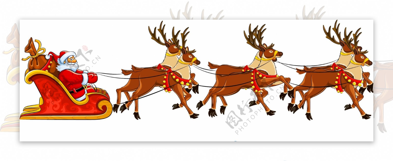 圣诞老人骑的小鹿车图片