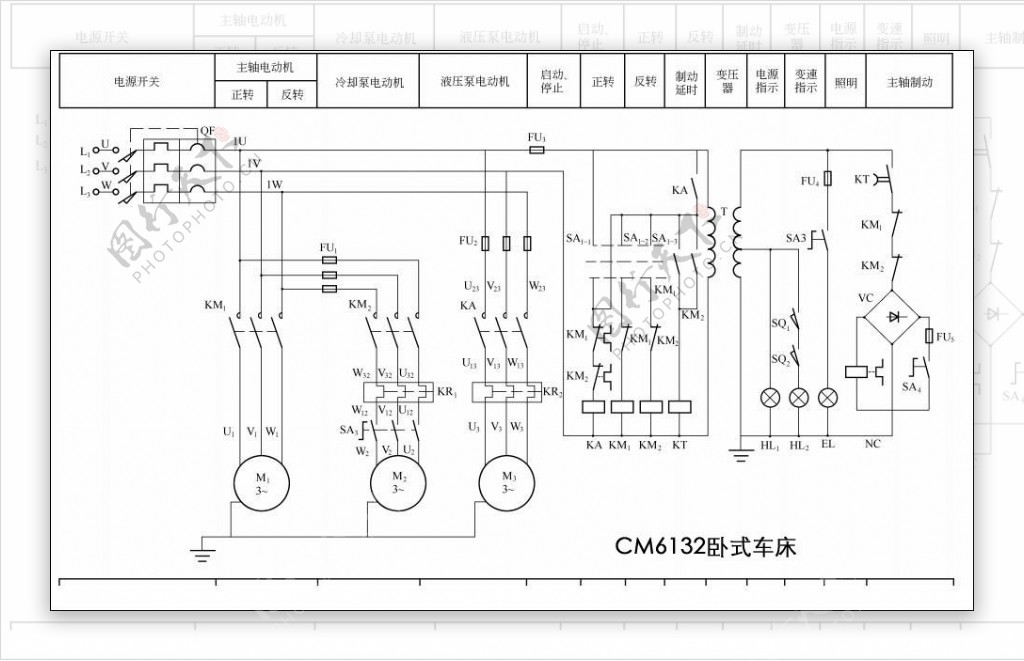 CM6132卧式车床电路图