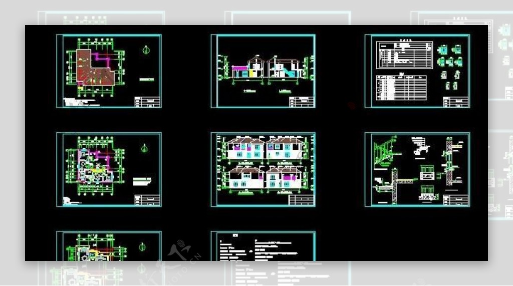 二层外观简易小别墅设计施工图13x13