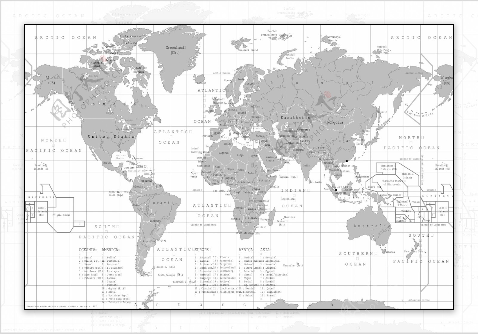 世界区域图矢量地图AI格式1.7M