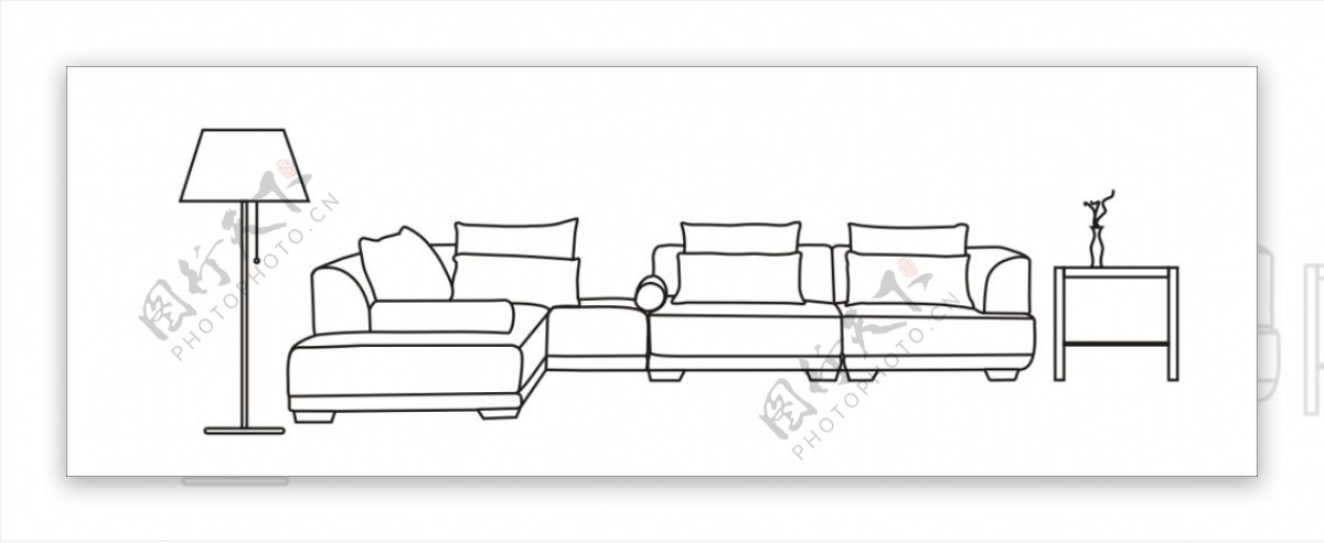 矢量沙发线条图