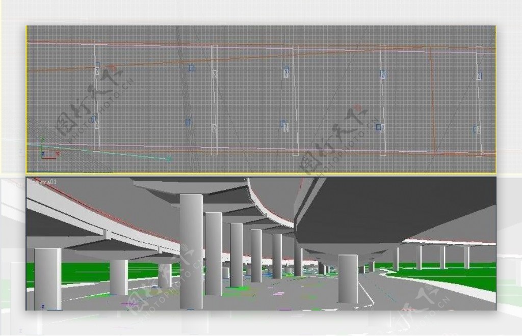 三桥绿化效果图一3D模型