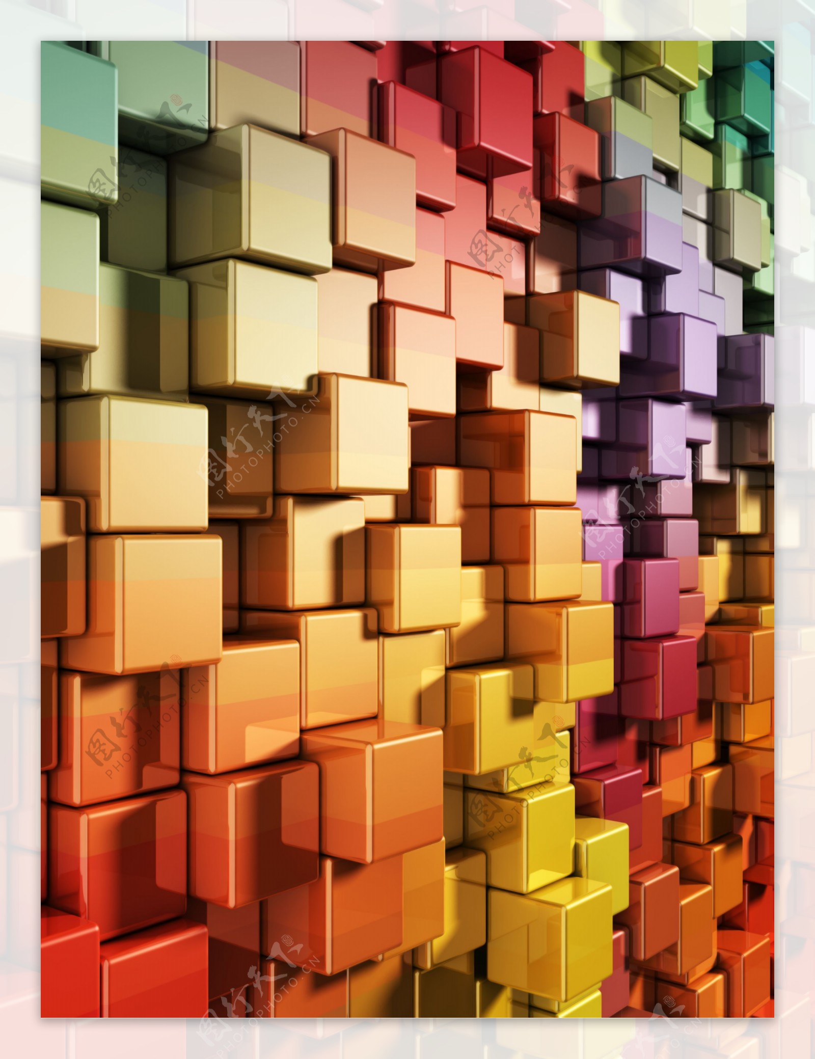高清彩色质感的立体方块墙面