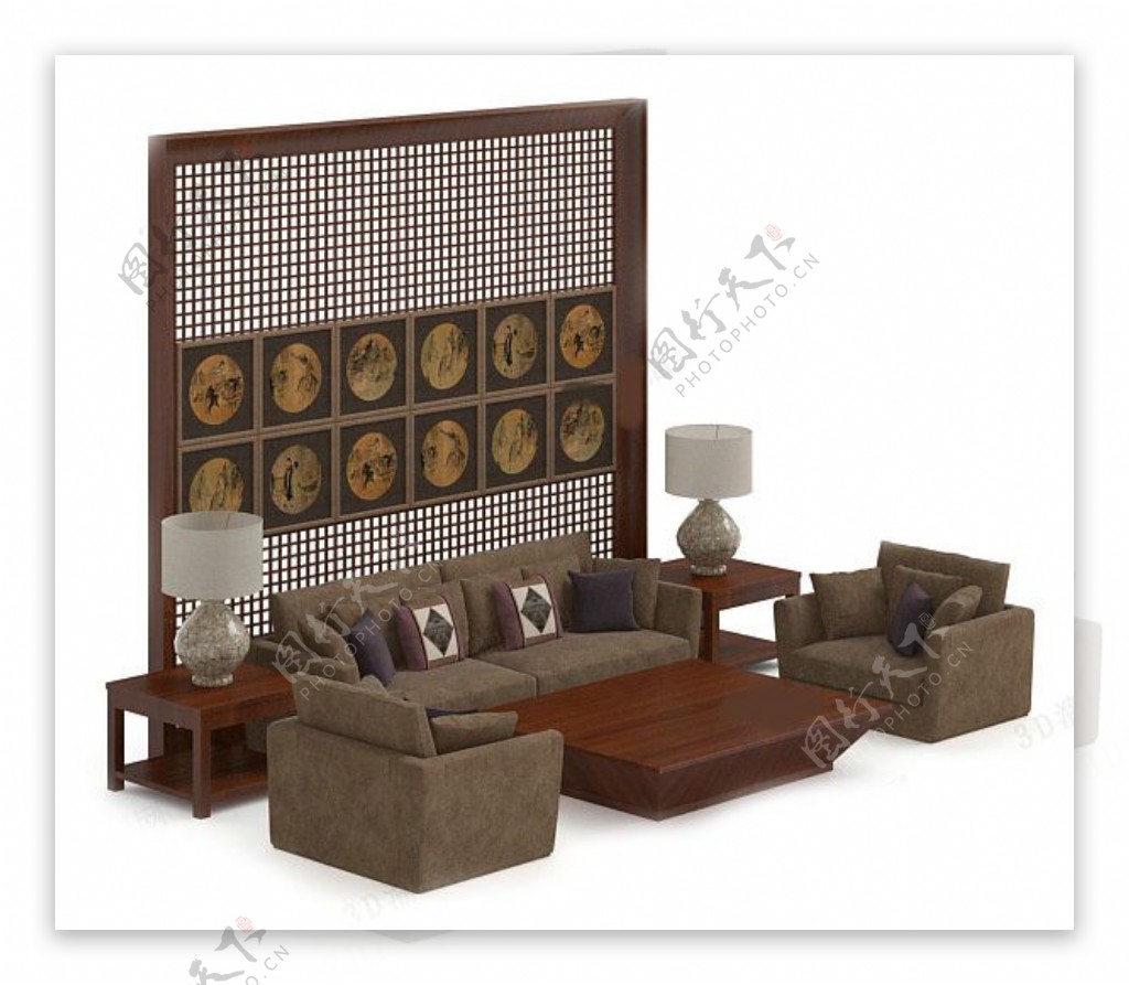 中式沙发模型