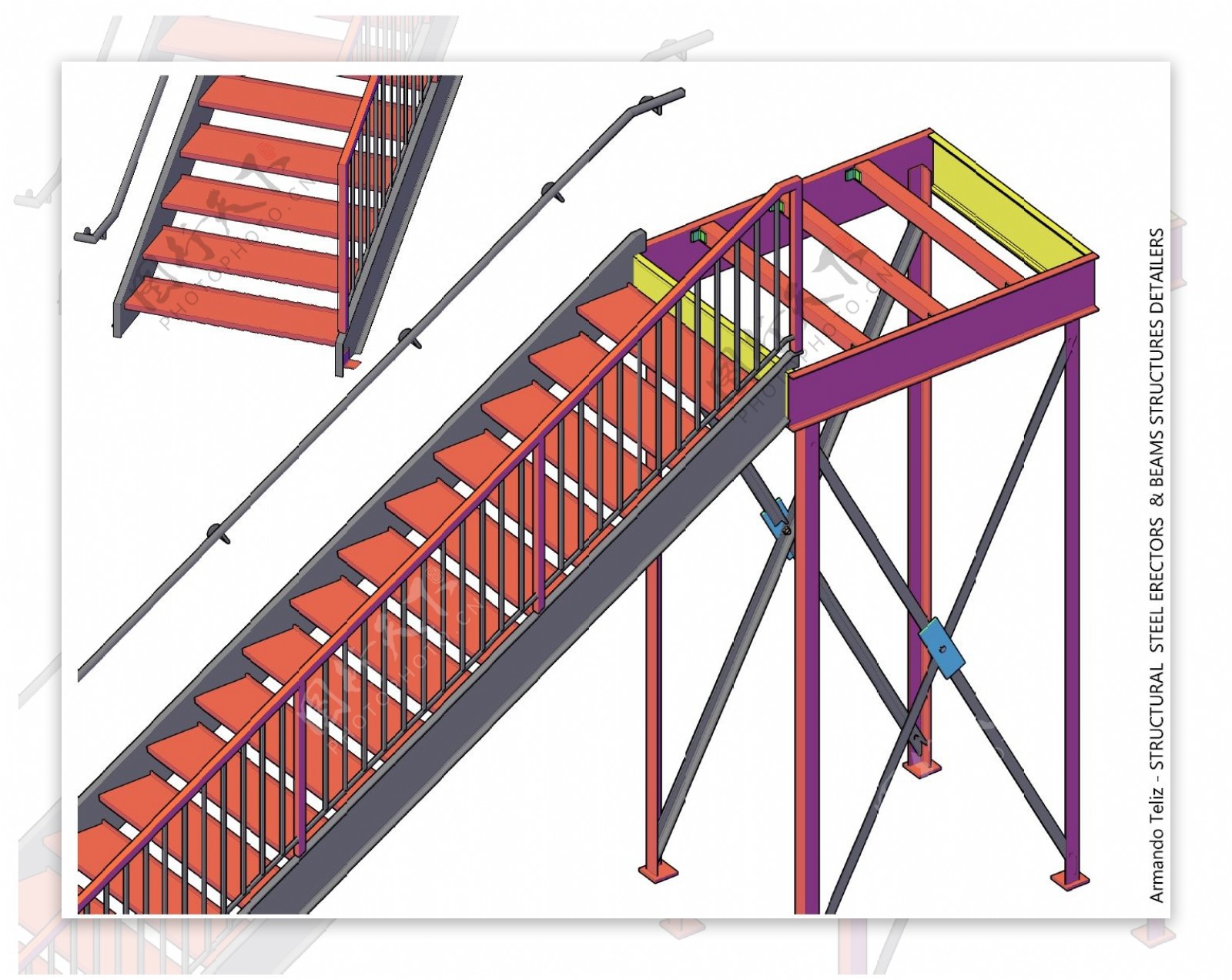 与支撑框架支持交流镜头钢楼梯