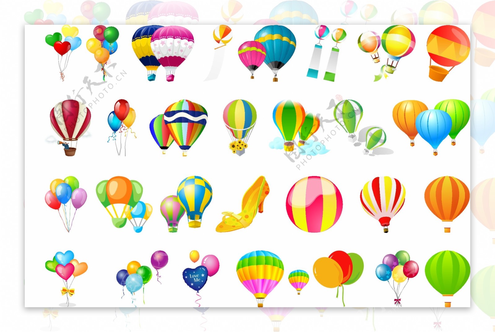 各种热气球和气球矢量素材