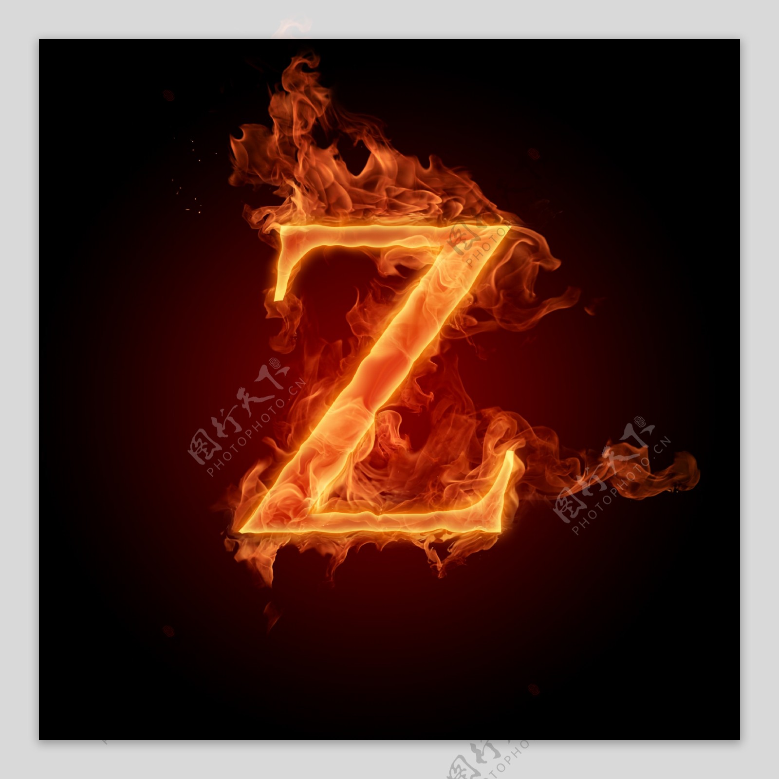 燃烧着的英文字母图片素材Z
