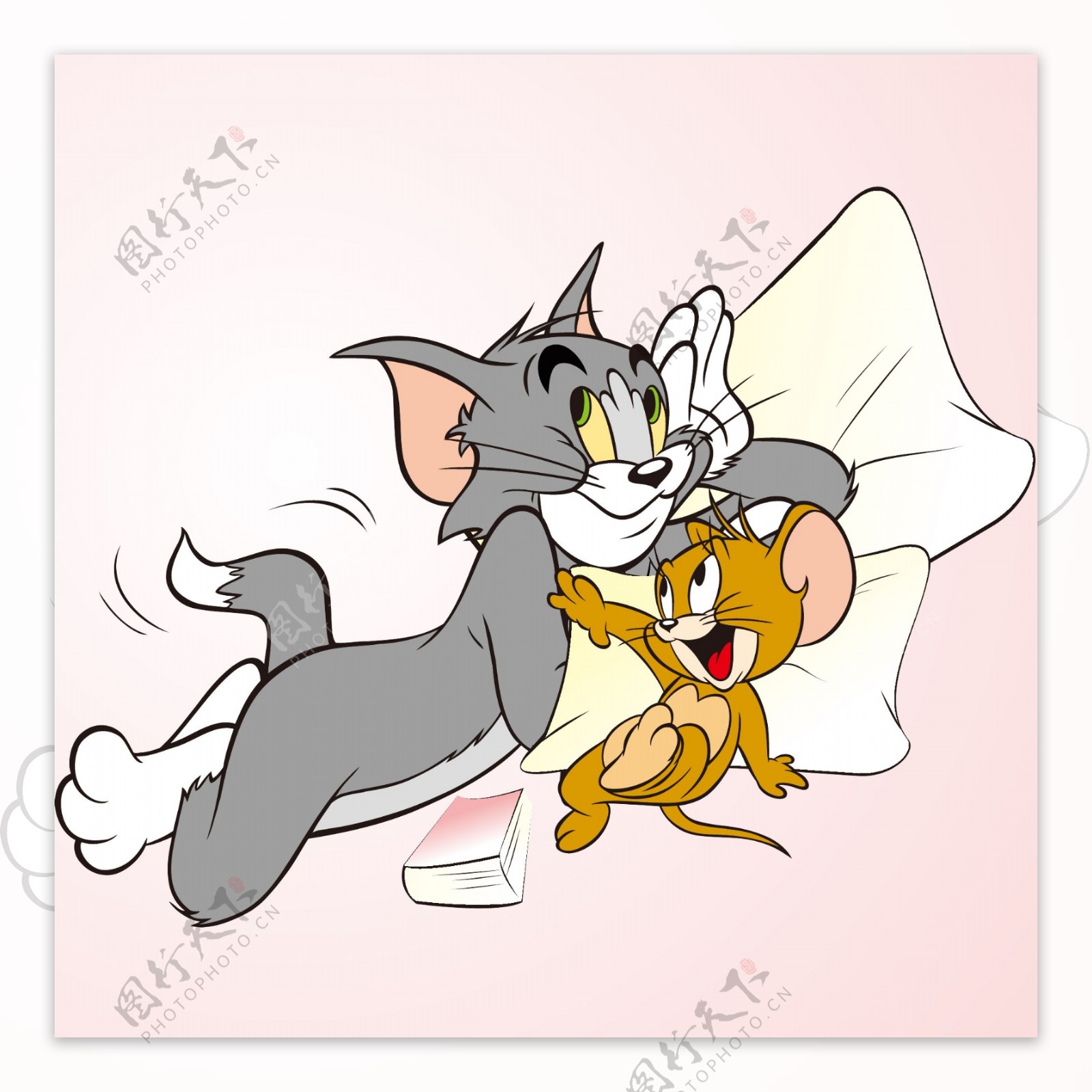 印花矢量图可爱卡通卡通形象猫和老鼠色彩免费素材