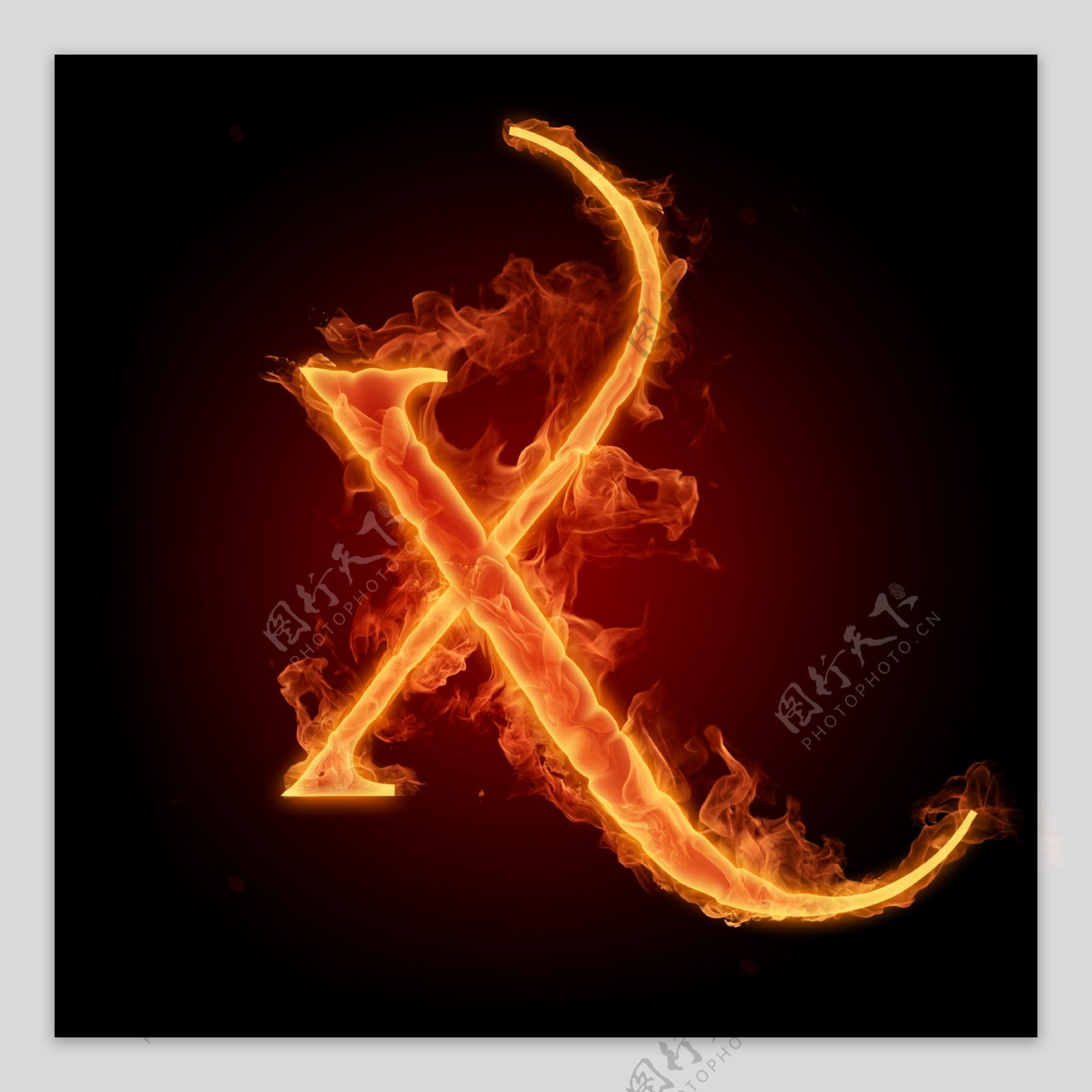 燃烧着的英文字母图片素材X