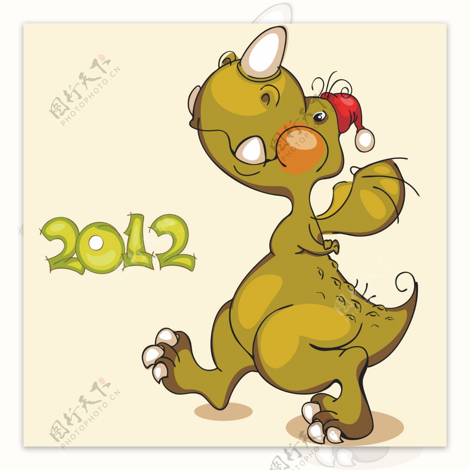 印花矢量图可爱卡通卡通动物恐龙2012免费素材